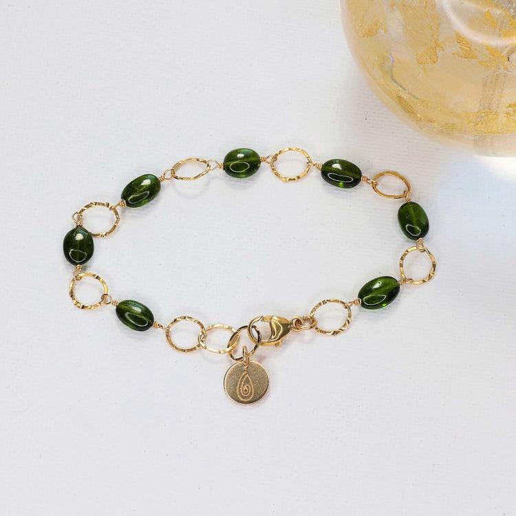 Palm Leaf - Chrome Diopside Gold Bracelet alt image | Breathe Autumn Rain Artisan Jewelry