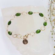 Palm Leaf - Chrome Diopside Gold Bracelet main image | Breathe Autumn Rain Artisan Jewelry