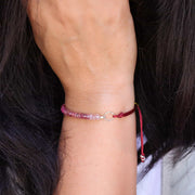 Pink Tourmaline Ombre Cord Bracelet life style image | Breathe Autumn Rain Artisan Jewelry