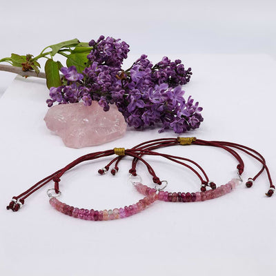 Pink Tourmaline Ombre Cord Bracelet main image | Breathe Autumn Rain Artisan Jewelry