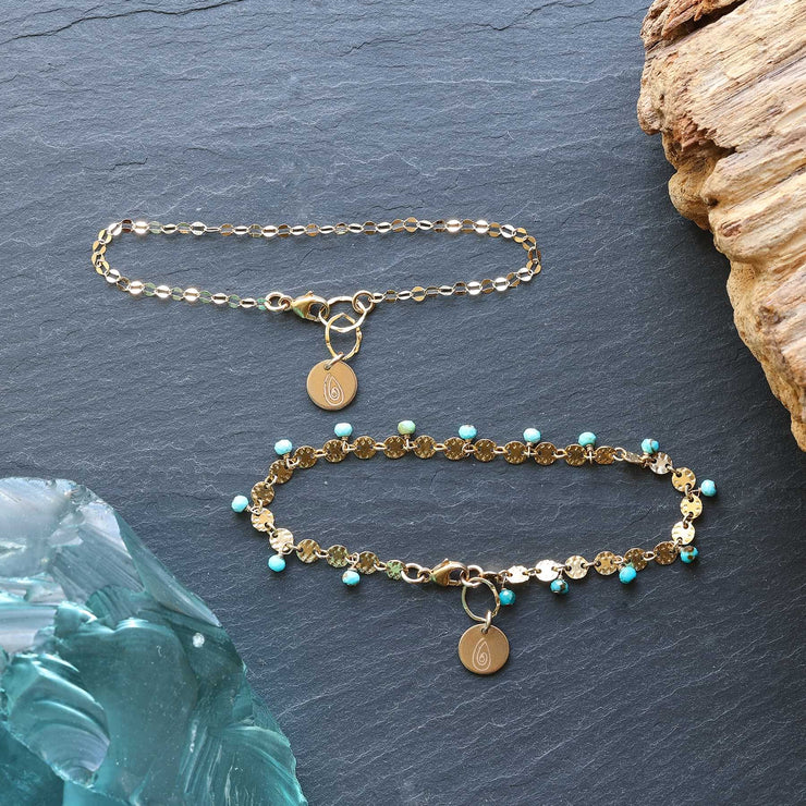 Pippa Amira Gold Chain Bracelets layering image | Breathe Autumn Rain Artisan Jewelry