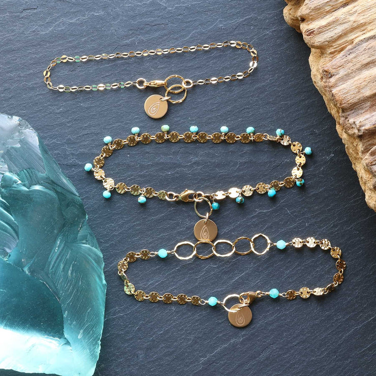 Pippa Amira Driftwood Gold Chain Bracelets layering image | Breathe Autumn Rain Artisan Jewelry