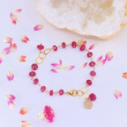 Plumeria - Pink Sapphire Gold Bracelet main image | Breathe Autumn Rain Artisan Jewelry