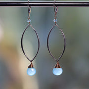 Poolside - Seafoam Chalcedony Teardrop Silver Drop Earrings main image | Breathe Autumn Rain Artisan Jewelry