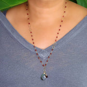 Porto - Garnet and Labradorite Gold Necklace