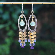 Provence - Prehnite, Amethyst and Tanzanite Drop Earrings alt image | Breathe Autumn Rain Artisan Jewelry