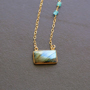 Quebec - Labradorite Bar Necklace alt image | Breathe Autumn Rain Artisan Jewelry
