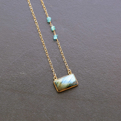 Quebec - Labradorite Bar Necklace main image | Breathe Autumn Rain Artisan Jewelry