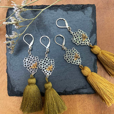 Queen Bee - Tassel Drop Earrings main image | Breathe Autumn Rain Artisan Jewelry