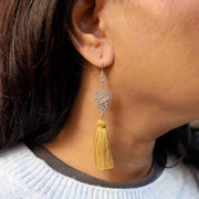 Queen Bee - Tassel Drop Earrings main image life style image | Breathe Autumn Rain Artisan Jewelry