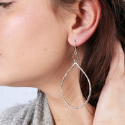 Raindrop - Sterling Silver Hoop Earrings - BreatheAutumnRain