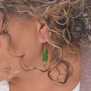 Rainmaker - Aquamarine and Chrome Diopside Cluster Gold Earrings lifestyle image | Breathe Autumn Rain Artisan Jewelry