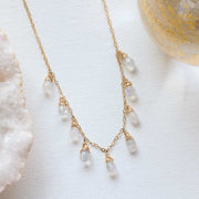 Rainy Day - Moonstone Droplets Gold Necklace alt2 image | Breathe Autumn Rain Artisan Jewelry