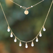 Rainy Day - Moonstone Droplets Gold Necklace main image | Breathe Autumn Rain Artisan Jewelry