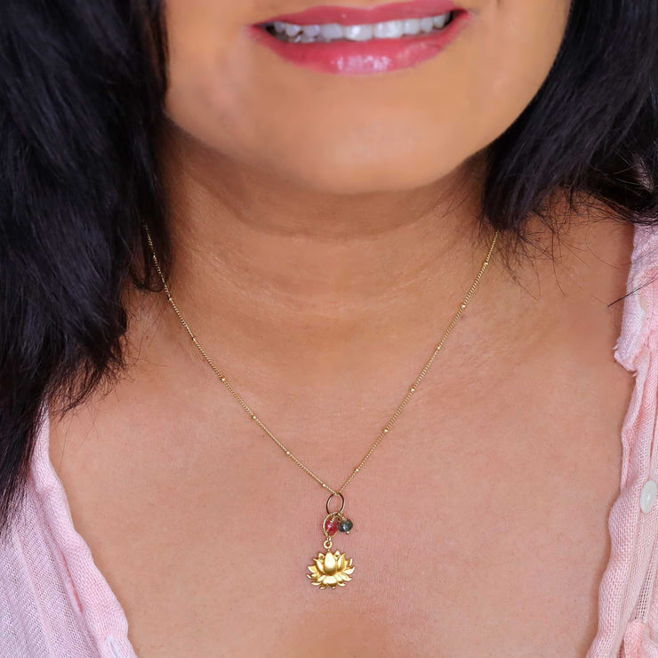 Rise - Lotus Blossom Necklace life style image | Breathe Autumn Rain Artisan Jewelry