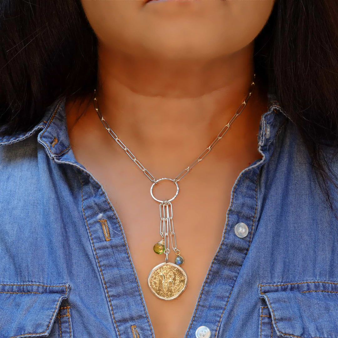 Roma - Sterling Silver Ancient Coin Pendant Necklace life style image | Breathe Autumn Rain Artisan Jewelry