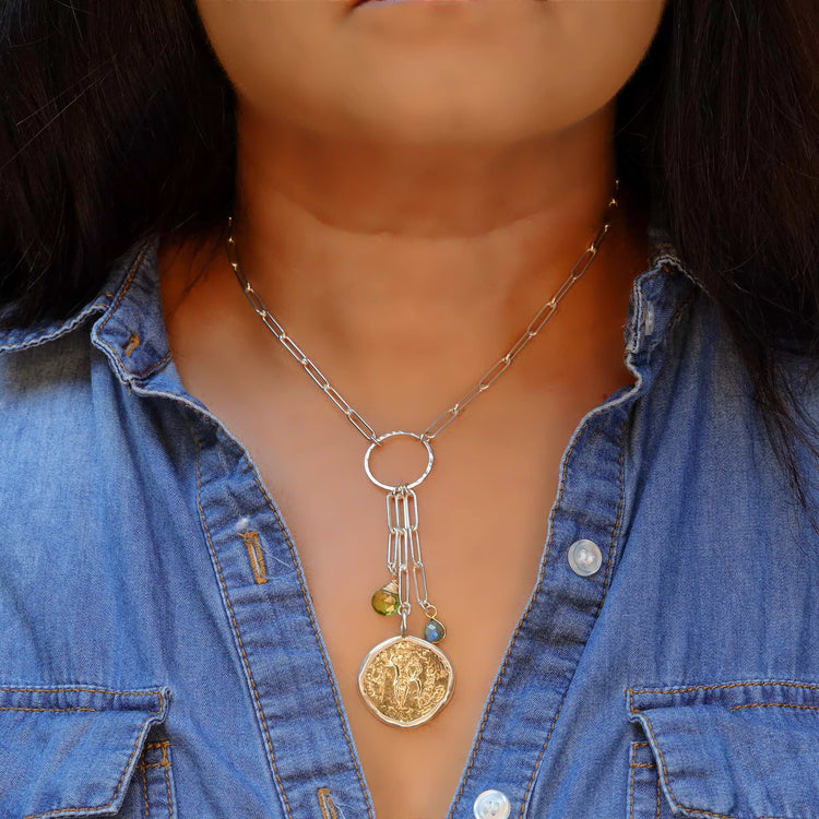 Roma - Sterling Silver Ancient Coin Pendant Necklace life style image | Breathe Autumn Rain Artisan Jewelry