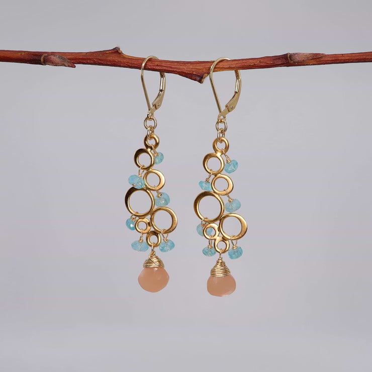 Rosé All Day - Pink Moonstone Apatite Chandelier Earrings alt image | Breathe Autumn Rain Artisan Jewelry
