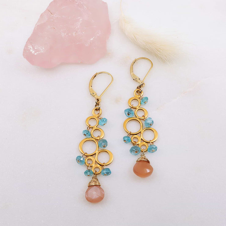 Rosé All Day - Pink Moonstone Apatite Chandelier Earrings main image | Breathe Autumn Rain Artisan Jewelry