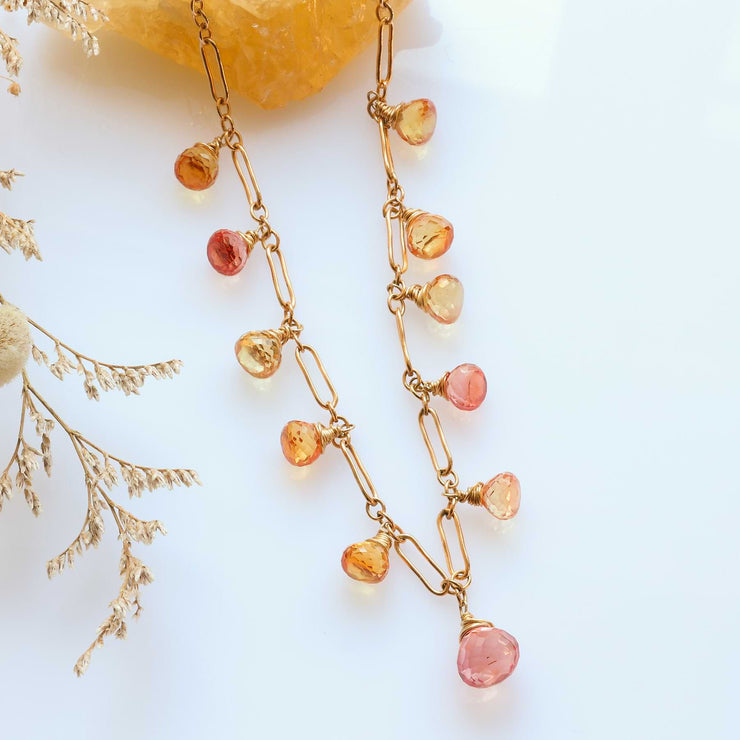 Rose Garden - Padparadscha Sapphire Necklace alt image | Breathe Autumn Rain Artisan Jewelry
