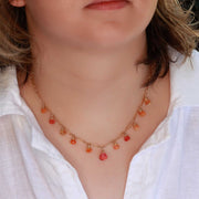 Rose Garden - Padparadscha Sapphire Necklace life style image | Breathe Autumn Rain Artisan Jewelry