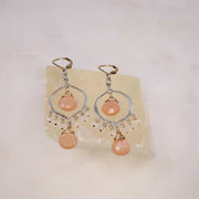 Rosebud First Snow - Moonstone Silver Chandelier Earrings - alt2 image | Breathe Autumn Rain Artisan Jewelry