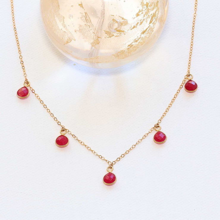 Roses Are Red Rubies Are Too! - Natural Teardrop Ruby Gold Necklace