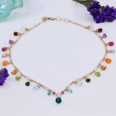 ROYGBIV 2022 - Multi-Gemstone Rainbow Gold Necklace main image | Breathe Autumn Rain Artisan Jewelry