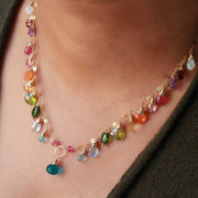 ROYGBIV - Multi-Gemstone Rainbow Gold Necklace life style image | Breathe Autumn Rain Artisan Jewelry