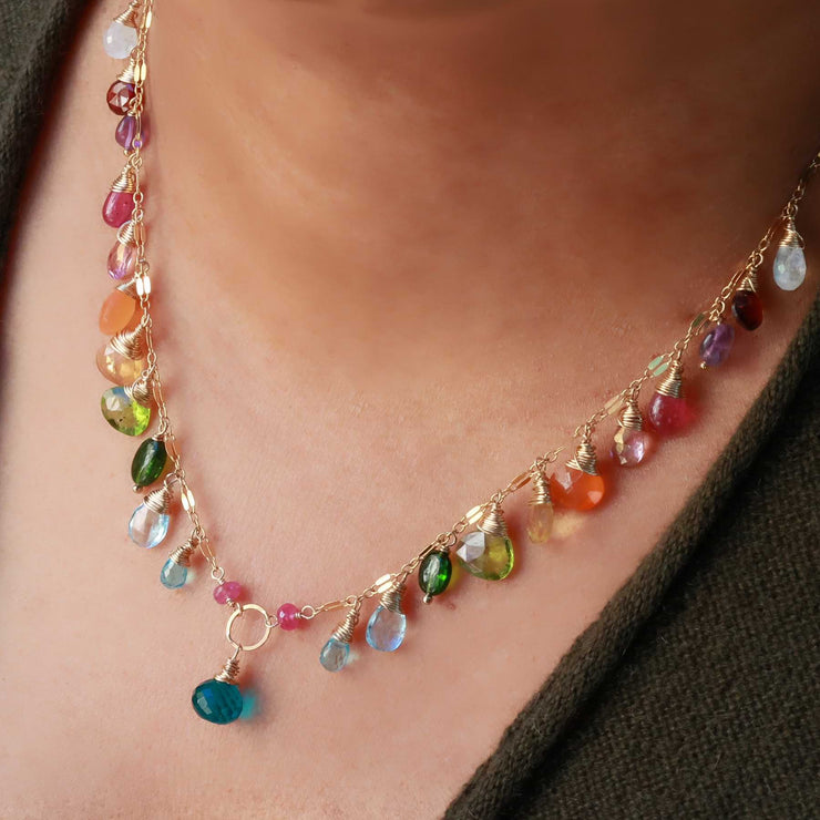 Pearl & Multi Gemstone Station Necklace – diamondaupair