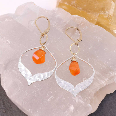 Sacral Chakra - Carnelian Teardrop Chandelier Earrings main image | Breathe Autumn Rain Artisan Jewelry