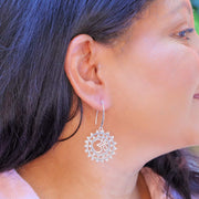 Sacred Om Mandela Earrings life style image | Breathe Autumn Rain Artisan Jewelry