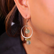 Sage Fields - Prehnite Gold Hoop Earrings life style image | Breathe Image Rain Artisan Jewelry