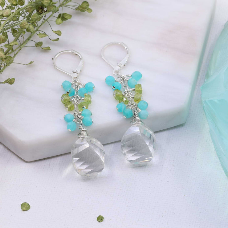 Saint Moritz - Multi Gemstone Sterling Silver Cluster Earrings alt image | Breathe Autumn Rain Artisan Jewelry