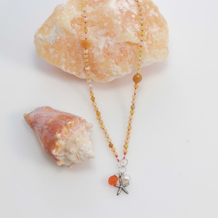 Sand and Sun - Yellow Jade and Carnelian Necklace alt image | Breathe Autumn Rain Artisan Jewelry