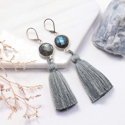 Sansa - Labradorite Tassel Silver Earrings main image | Breathe Autumn Rain Artisan Jewelry