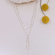 Seattle - Delicate Chain and Moonstone Lariat Necklace