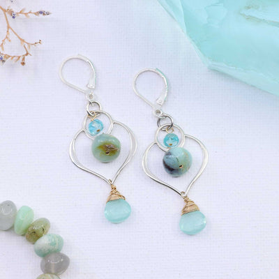 Sebastopol - Multi Gemstone Silver Drop Earrings main image | Breathe Autumn Rain Artisan Jewelry