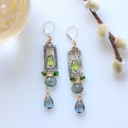 Sequoia - Peridot, Aquamarine, and Quartz Earrings main image | Breathe Autumn Rain Artisan Jewelry
