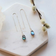 Shadow - Labradorite Sterling Silver Thread Earrings alt image | Breathe Autumn Rain Artisan Jewelry