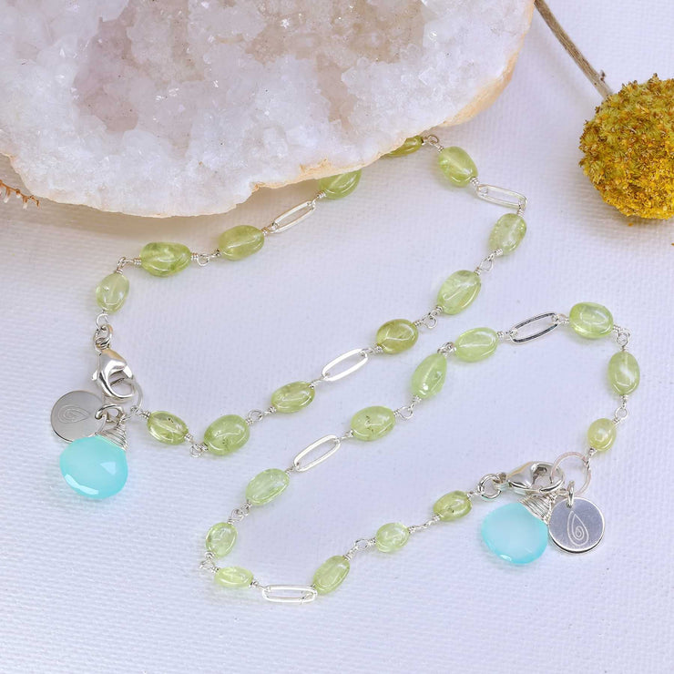 Shenandoah - Green Garnet and Seafoam Chalcedony Bracelet alt image | Breathe Autumn Rain Artisan Jewelry