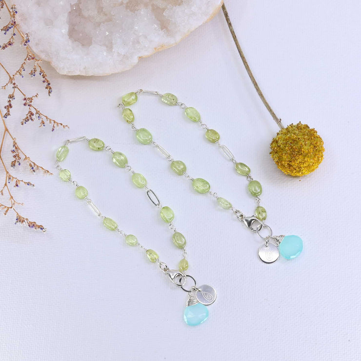 Shenandoah - Green Garnet and Seafoam Chalcedony Bracelet main image | Breathe Autumn Rain Artisan Jewelry