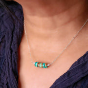 Shiprock - New Mexico Turquoise Silver Bar Necklace life style image | Breathe Autumn Rain Artisan Jewelry