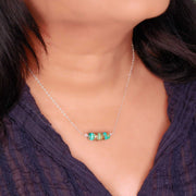Shiprock - New Mexico Turquoise Silver Bar Necklace life style image | Breathe Autumn Rain Artisan Jewelry