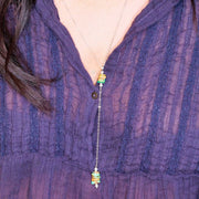 Shiprock - New Mexico Turquoise Silver Lariat Necklace life style image | Breathe Autumn Rain Artisan Jewelry