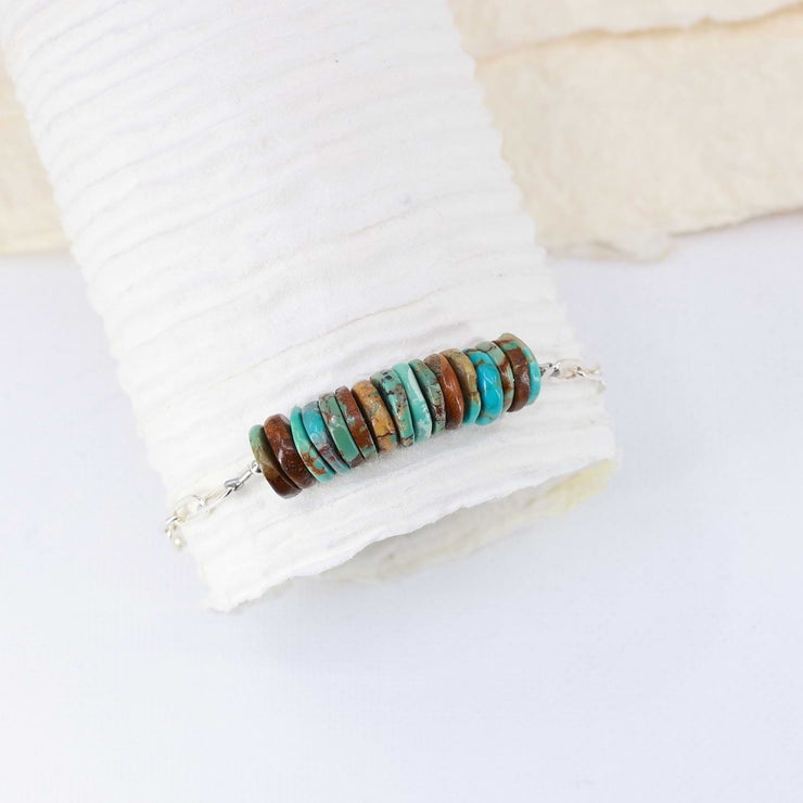 Shiprock - New Mexico Turquoise Silver Stacking Bracelet alt image | Breathe Autumn Rain Artisan Jewelry