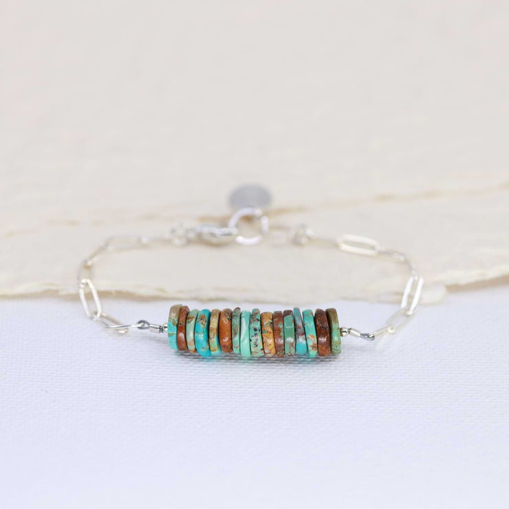 Shiprock - New Mexico Turquoise Silver Stacking Bracelet alt image | Breathe Autumn Rain Artisan Jewelry