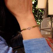 Silver Lotus Blossom Cord Bracelet life style image | Breathe Autumn Rain Artisan Jewelry