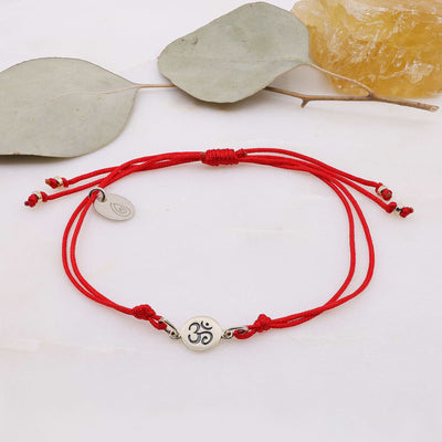 Sterling Silver Om Cord Bracelet main image | Breathe Autumn Rain Artisan Jewelry