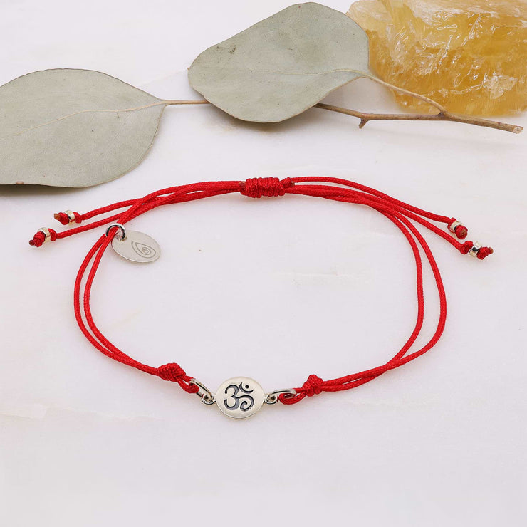 Sterling Silver Om Cord Bracelet main image | Breathe Autumn Rain Artisan Jewelry